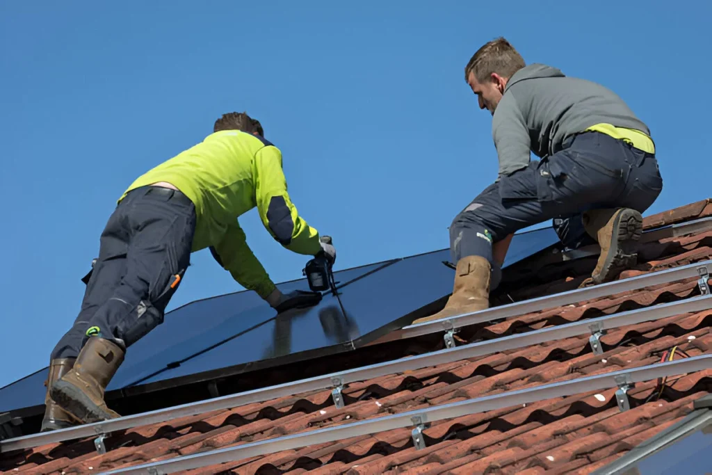 flat roof solar installation